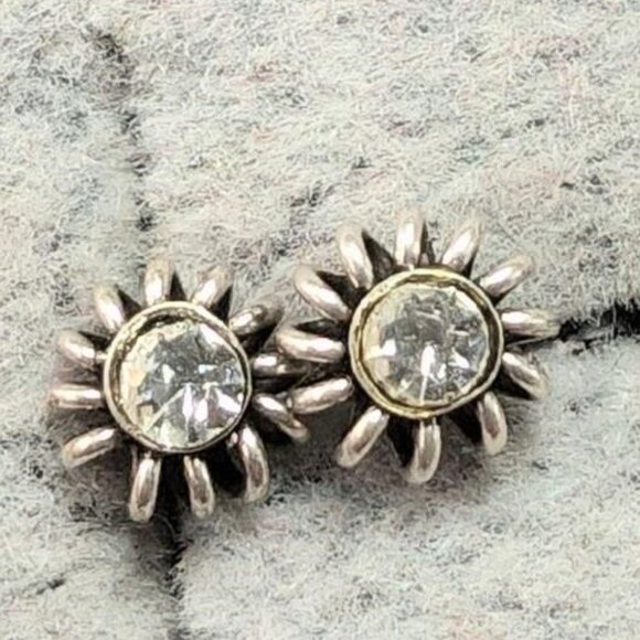 Silver 2 Pairs Earrings.  Gem is unknown. - Picture 2 of 2